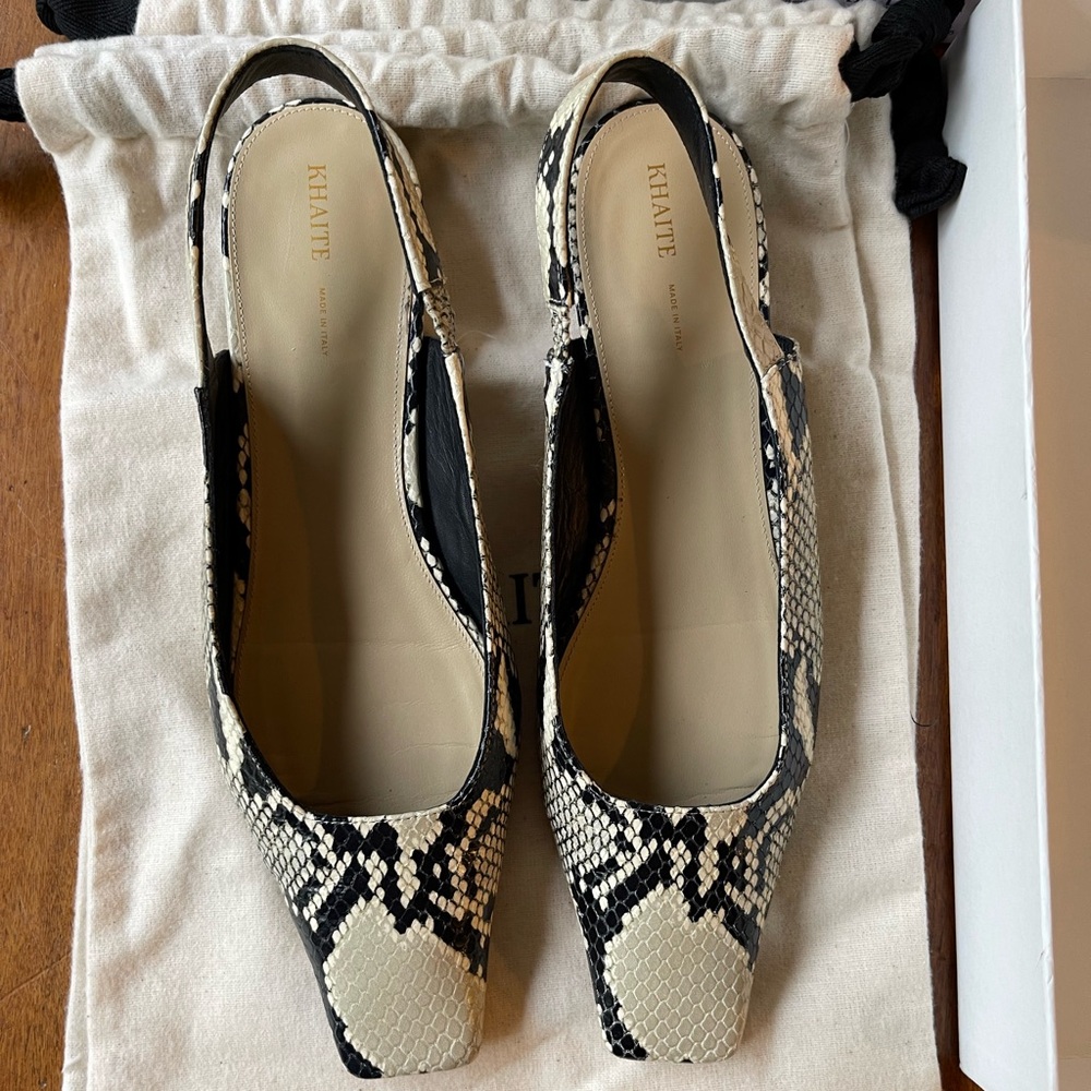 Khaite Colin Python Leather Slingback Flats Size EU 39 Womens 9 US